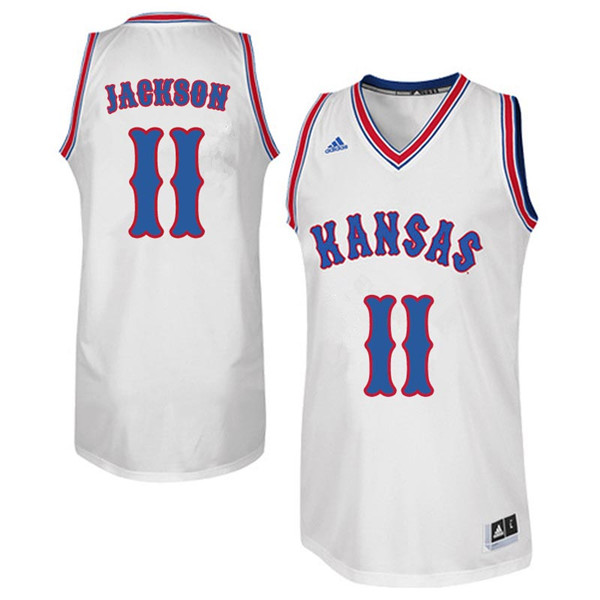 Men #11 Josh Jackson Kansas Jayhawks Retro Throwback College Basketball Jerseys Sale-White - Click Image to Close
